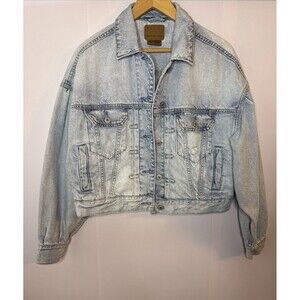 American Eagle AE Denim Jean Jacket Womens Size XS Cropped Distressed Y2K Grunge